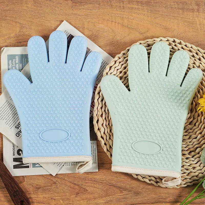 Anti-scald Oven Gloves Thickened Silicone Insulation Non-slip High Temperature Resistant Kitchen Oven Baking Gloves