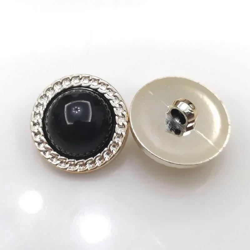 10PCS Fashionable Gold Color Buttons 15/25mm Round Plastic Shank Buttons Blouse Coat Sewing Accessories