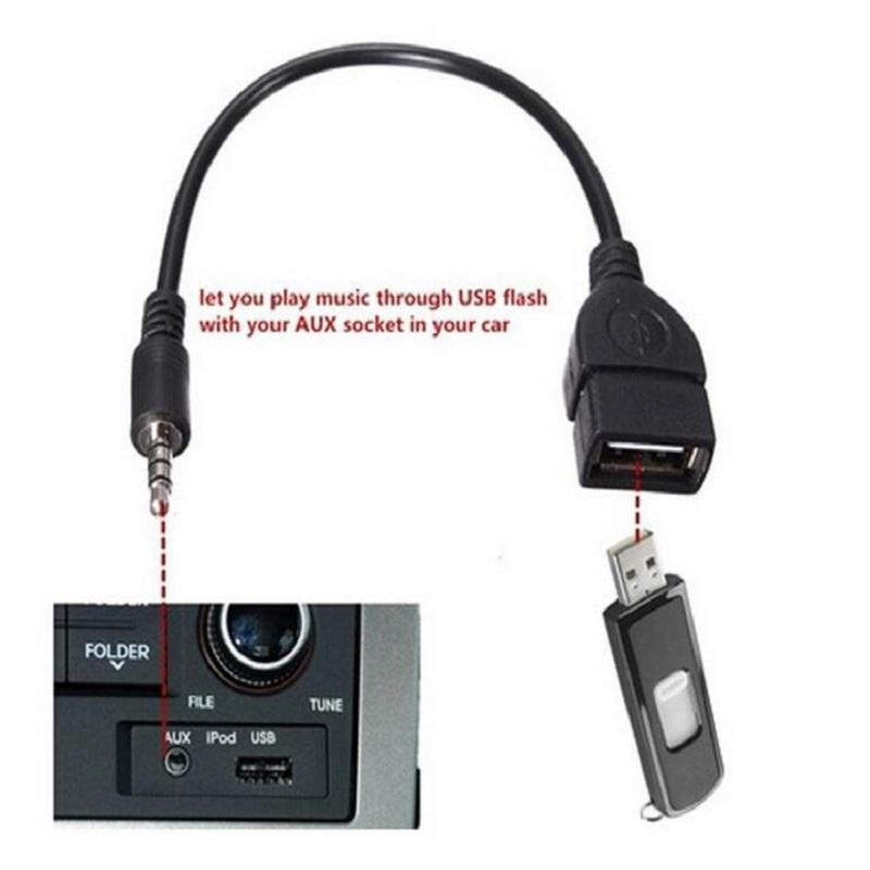 3.5mm Male Audio AUX Jack To USB 2.0 Type A Female OTG Converter Adapter Cable for Car MP3