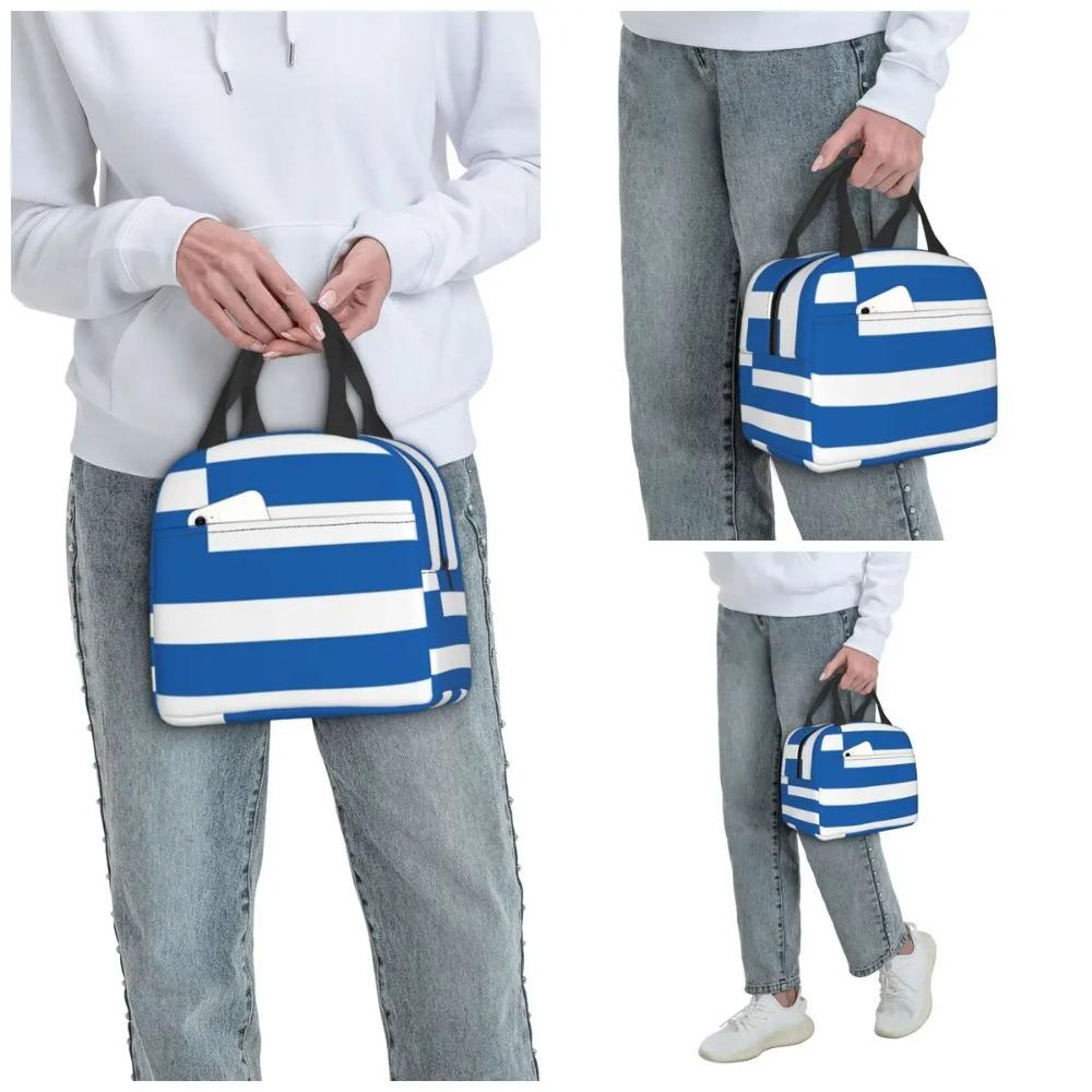 Griechische Flagge Nationale Flagge Griechenlands Isolierte Lunchtasche für Kinder Schul-Kühltasche Thermische Lebensmittelbox Tragbare Lunchboxen