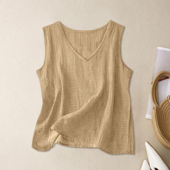 Hauts pour femmes Col en V Sans manches Coupe ample Gilet Chemise d'été Débardeurs décontractés Légers Respirants Vêtements de tous les jours