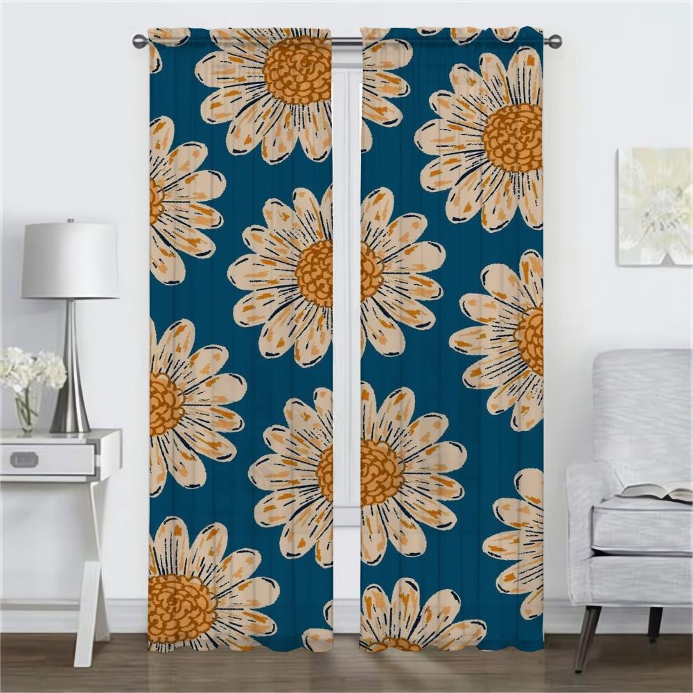 Cute Flowers Curtains for Bedroom Blackout Curtain for Room 2 Panel Halloween Decoration Partition Shades Home Interior Curtains