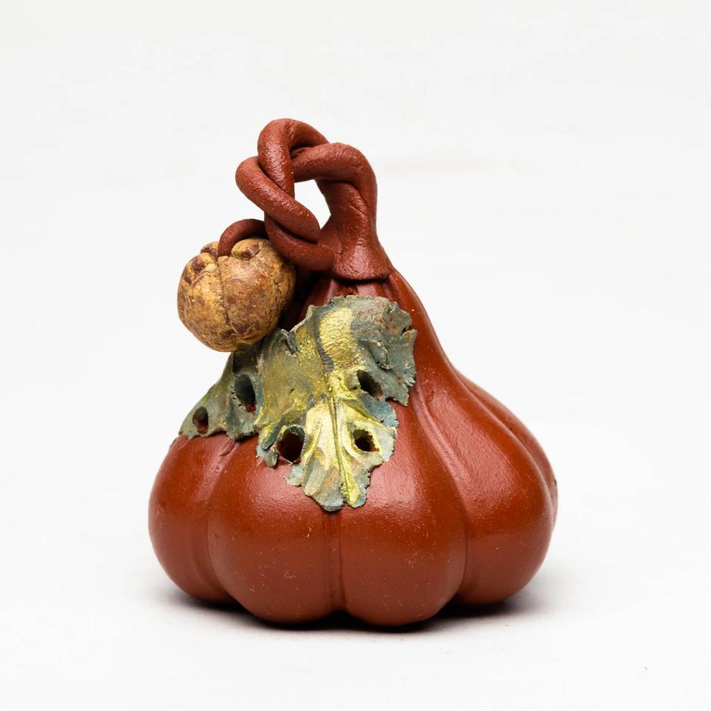 Pet de Chá Criativo de Argila Roxa Modelo Abóbora Ornamentos Figura de Chá de Mesa Artesanato de Escultura Feito à Mão Decoração de Conjunto de Chá para Casa Arte