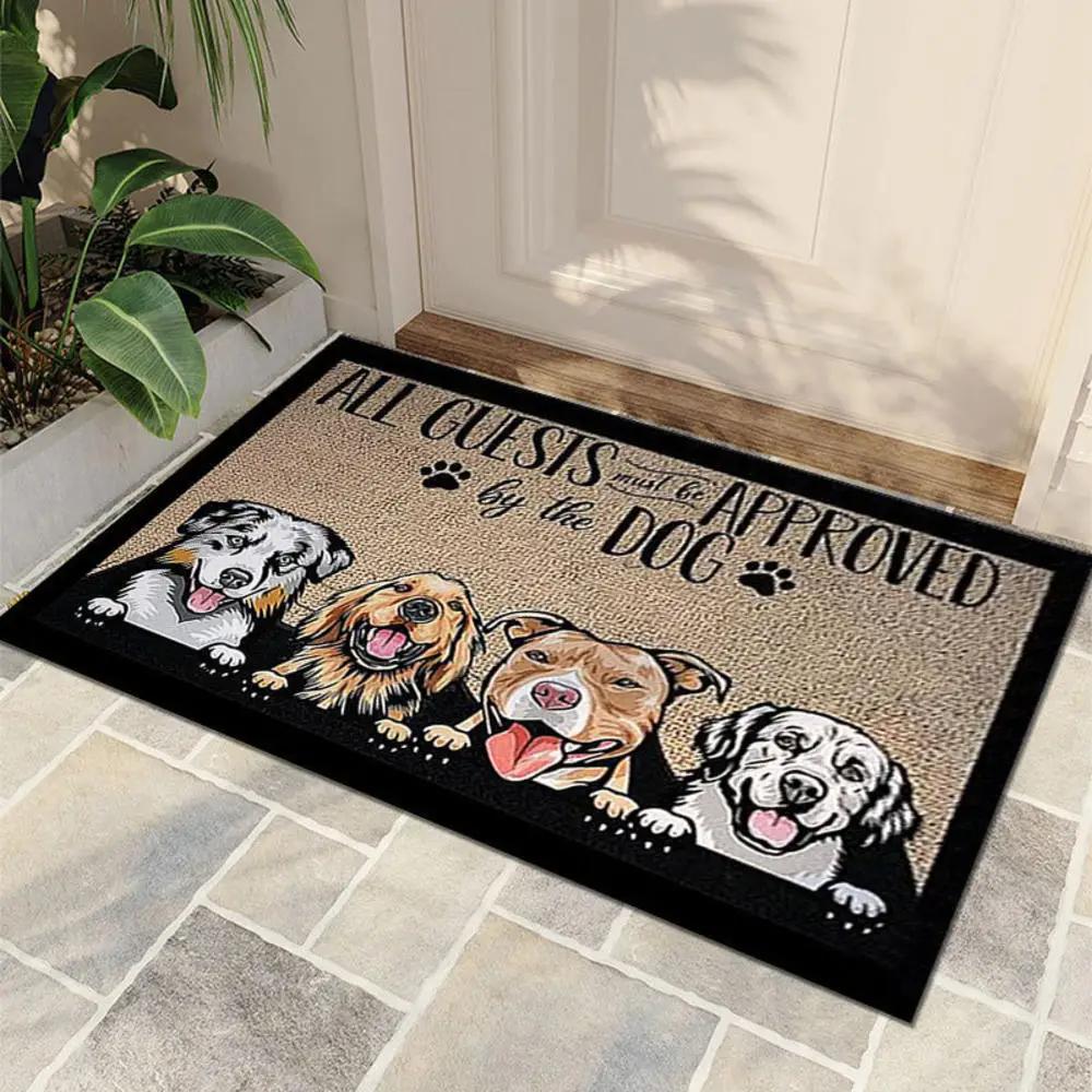 

Cute Dog Pattern Door Mat Pet Welcome Rug with Funny Quotes, Non Slip Floor Protector for Home Entrance and Porch 40x60cm