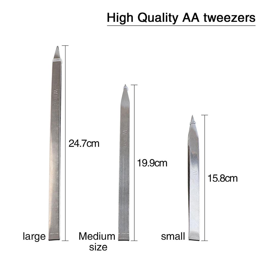 High Precision Tweezers Craft Tweezers Non-Serrated Jewelry Tweezers with Fine Point Tip Stainless Steel Needle Nose Hobby Tweezers for Sewing Beading
