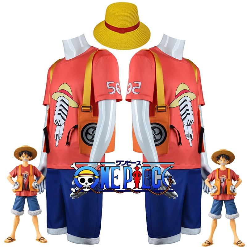 One Piece Film Red-luffy Cosplay Costume Set For Kids And Adults