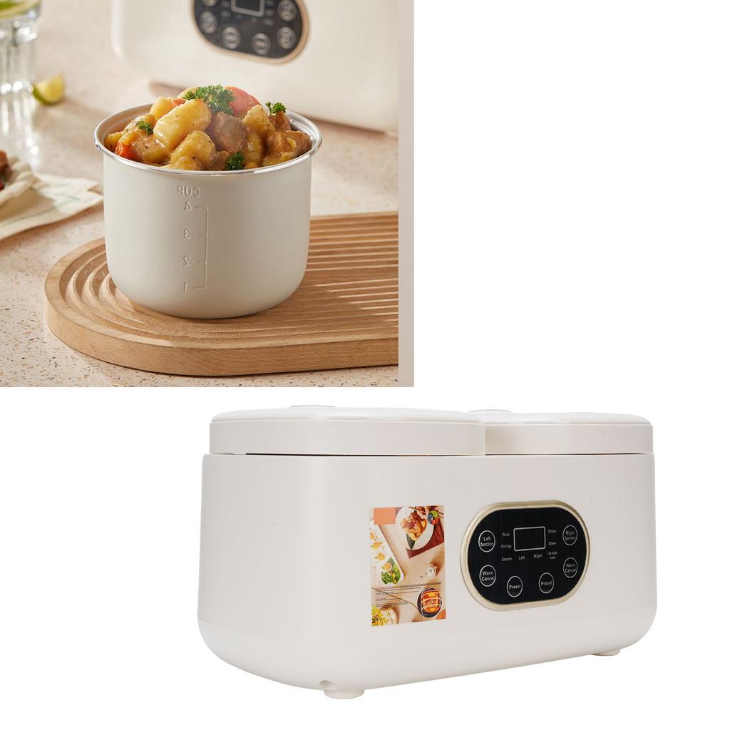 Double Slow Cooker Rice Cooker Pop Up Lid Timer Function Removable Multifunctional Cooking Pot Buffet Server for Kitchen Party