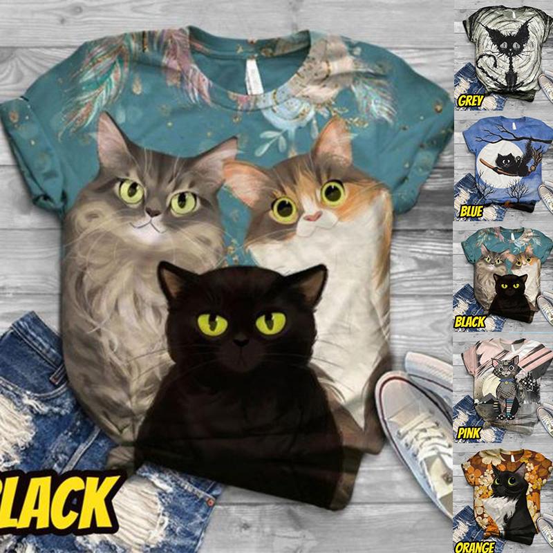 

Модная женская футболка с жареным котом, забавная повседневная футболка с круглым вырезом и короткими рукавами, летняя женская футболка XS розовый