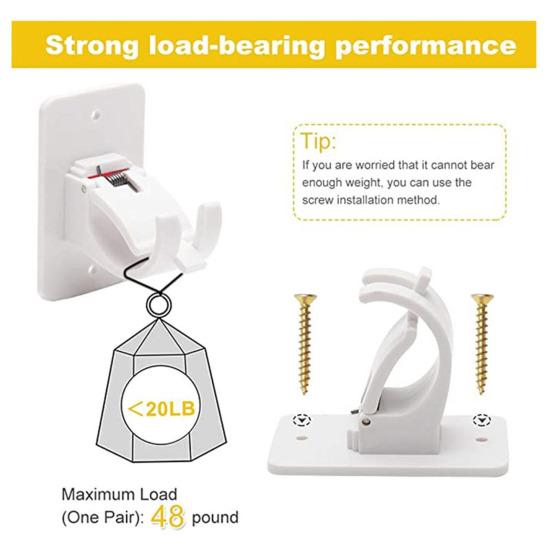2 buc. cârlige pentru tijă de perdea, două moduri de instalare, autoadezive, fără lovire, anti-alunecare, perete, cu cuie, suport mare de încărcare, dormitor, sufragerie