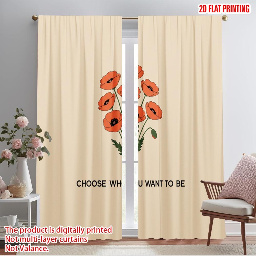 

2pcs 2D flat printing Curtain Poppies Choose Who You Want 100% Polyester Fabric Without Electricity All Season Party & Holiday 52.50×116.00 CM 2pcs