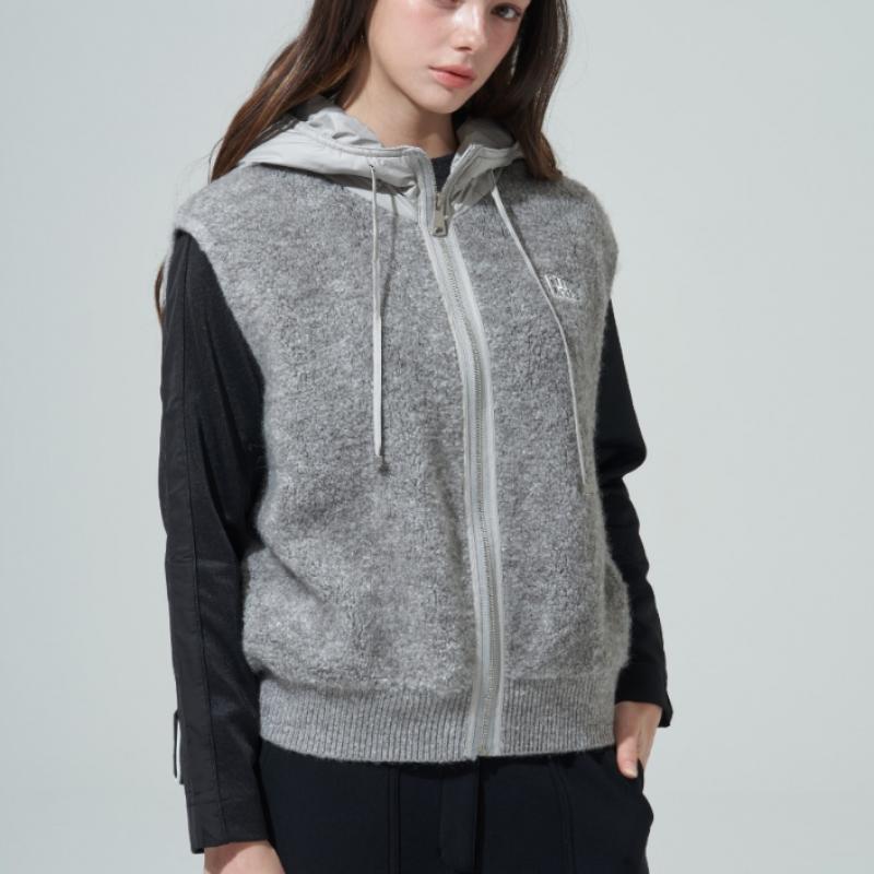 Blu Dot Soft Boucle Hooded Zip Vest Mg