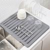 Sink Drain Mat Non-Slip Surface Large Size Thick Silicone Heat Resistant Flexible Cutlery Holder with Slope Drainage Design