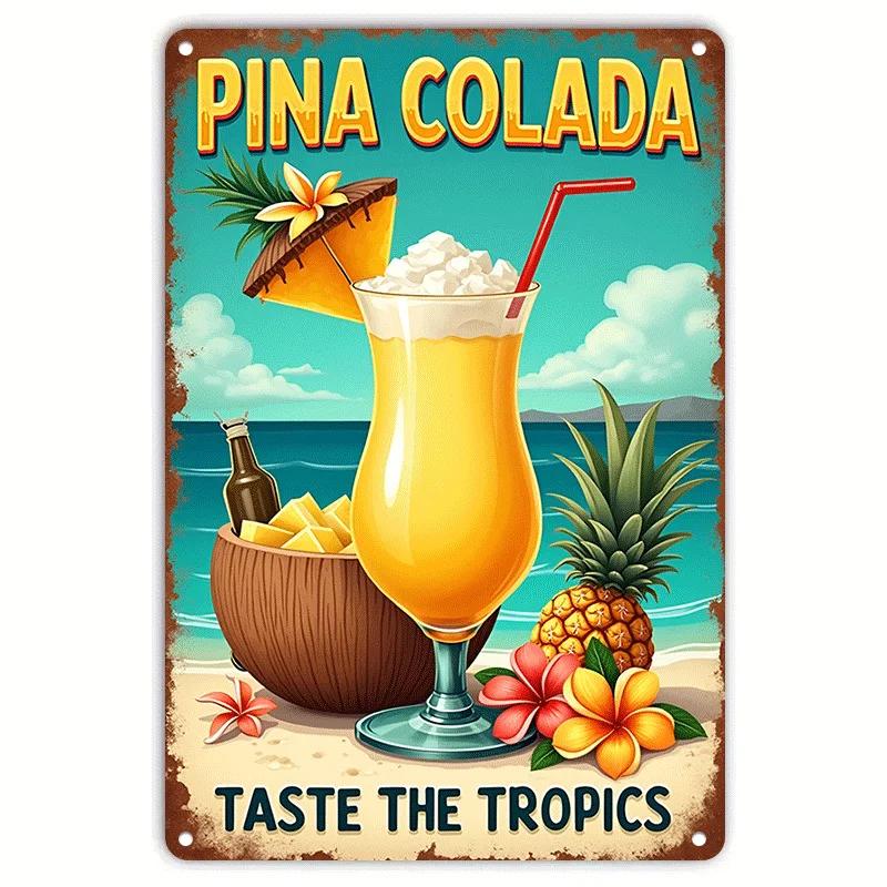 Coffee Fruit Juice Cocktails Tin Sign Art Crafts Tinplate Billboard Decor for Bar Kitchen Home Wall Plate Decor Shabby Plaques