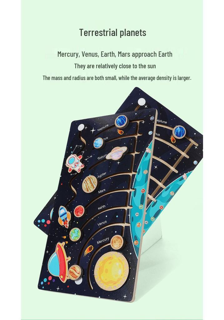 Wooden Solar System Puzzle: Children's Educational Toy with Eight Planet Matching Board
