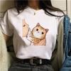 Casual Tops Tee Harajuku Vintage White Tshirt Female Clothing Summer Women T-shirt Cute Cat Printed Tshirts