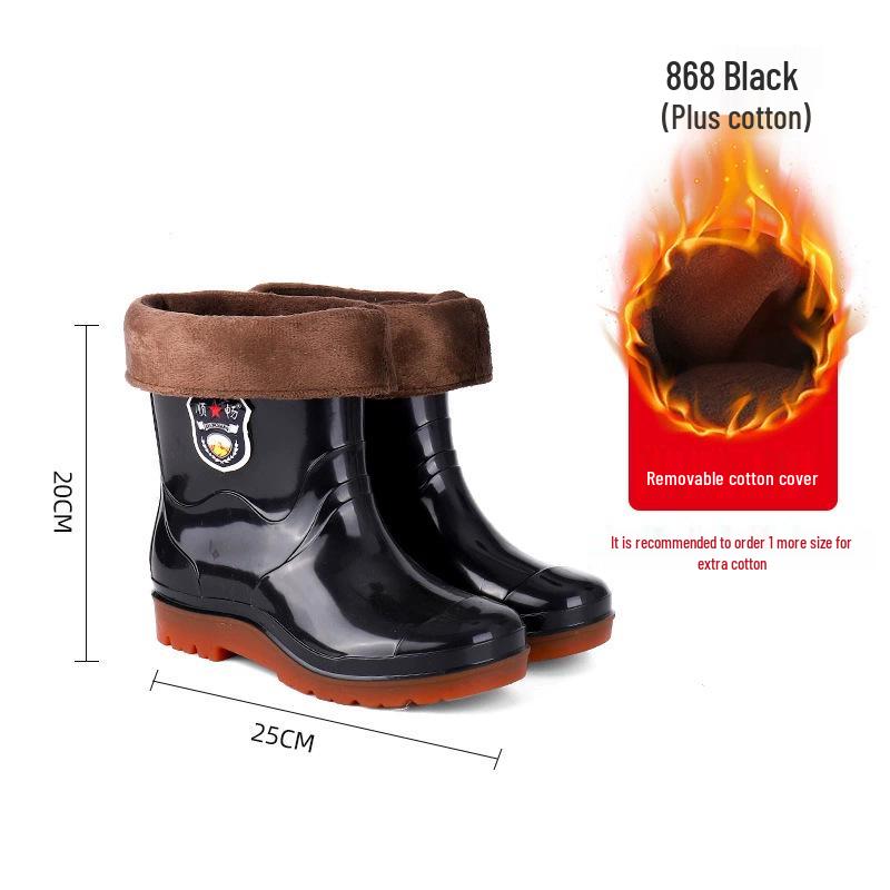 Men's Non-Slip Water-Resistant Work Boots: High-Top, Thick, Durable, Velvet-Lined for Construction and Kitchen Safety