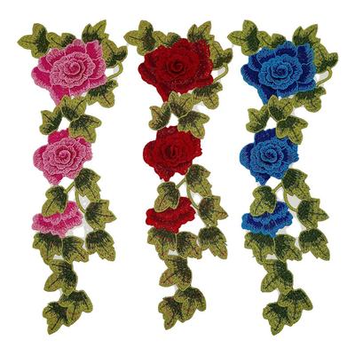 2Pcs 3D Peony Fashion Dress Embroidered Fabric Sticker Cheongsam Patch Sewing DIY Garment Accessories Flower Applique