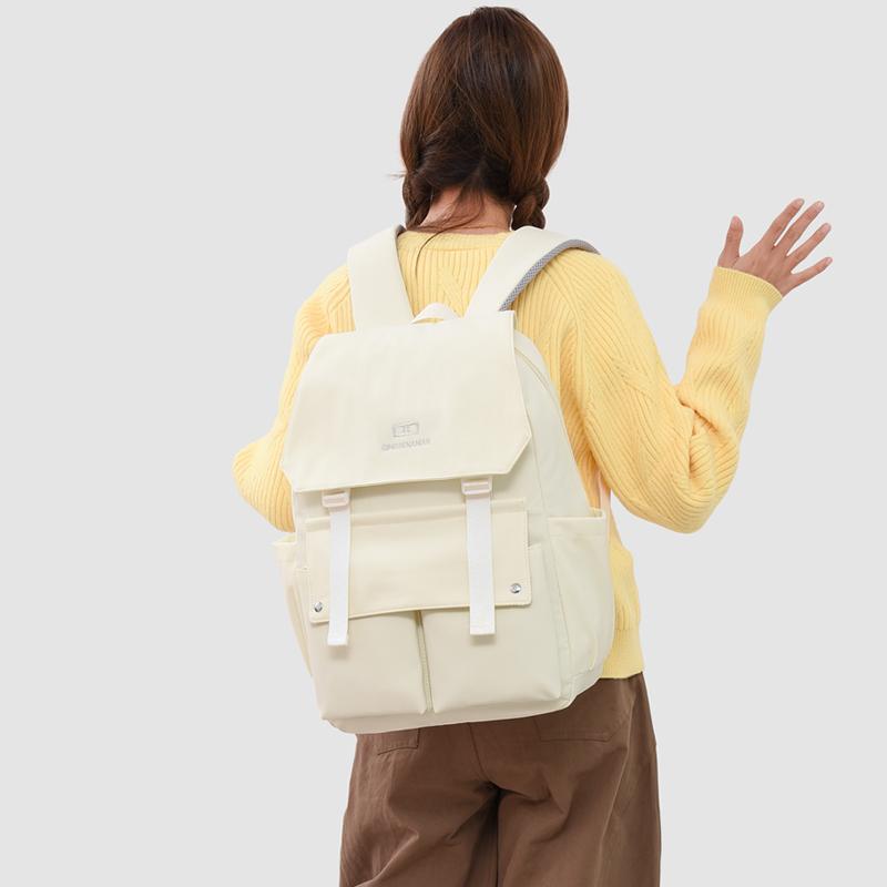 Preppy Einfarbiger Schulranzen Damen Rucksack mit großem Fassungsvermögen