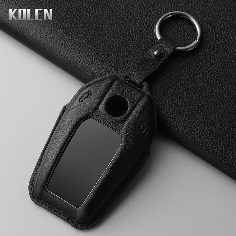 Leather Car Key Case Cover Shell For Bmw X3 G01 G31 X5 G05 X4 G02 G30 G32 I8 I12 I15 X7 M5X F20 G12 G11 5 7 Series Led Display