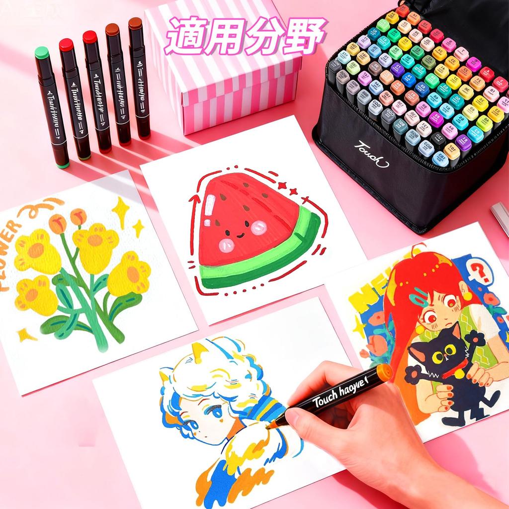 Illustration Marker Set markers with both thick and thin alcohol markers for and (24 Colors) Brush-type tips. Oil-based comics, doodling, coloring,