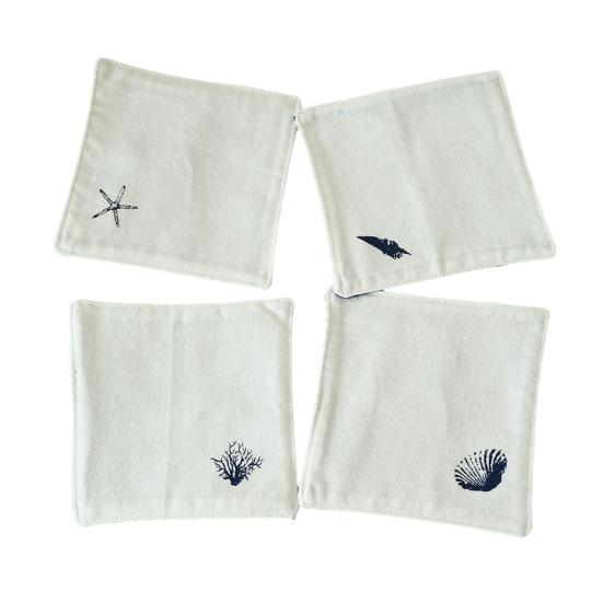 4 pièces sous-verres rustiques en coton, dessous de verre tissés à carreaux brodés à la main pour tasses à café et à thé, protège-table lavable résistant à la chaleur pour la maison