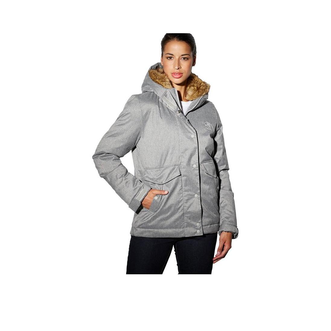 

Reebok Solid Color Casual Zip-Up Hooded Long Sleeve Jacket Women jackets Gray AY0465 L