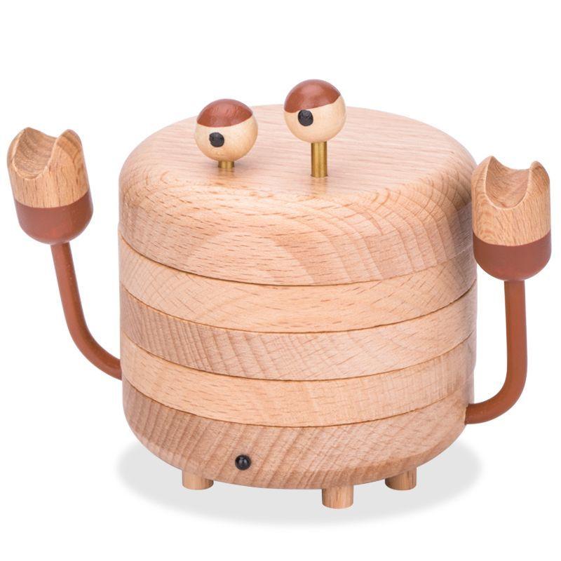 Creative solid wood coaster cute pet cute little crab tea tray thermal insulation pad home decoration art ornament desktop (as the picture,coaster)