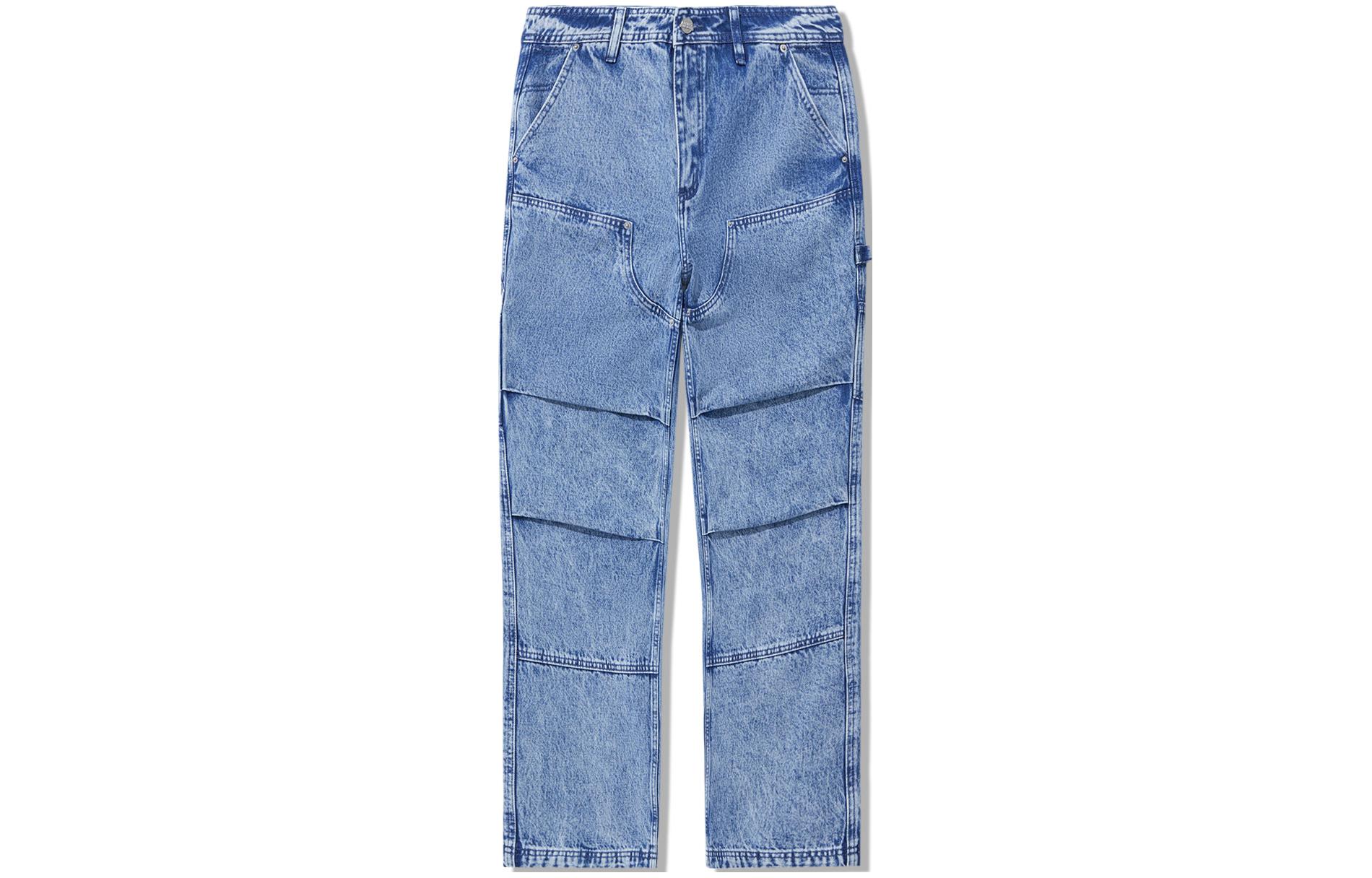 Li Ning Jeans Men s Light Blue Moderate Straight Fit Pants AJQU021-4 XXL
