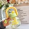 With Straw Portable Drink Bottle Leakproof Transparent Bottle Kids Water Sippy Cup  Outdoor