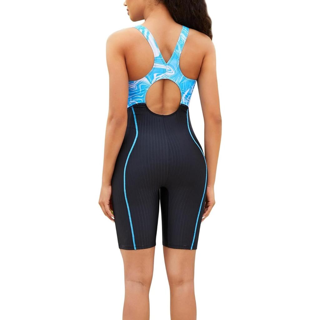 CHARMLEAKS Womens Boyleg One Piece Swimsuit Racerback Athletic Bathing Suit