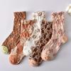 5 Pairs of Fashionable Harajuku Retro Palace Style Women's Socks With Novel Ethnic Print Cute Three-Dimensional Relief Socks