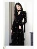 French Retro Black Velvet Dress: Exquisite Long Skirt, Autumn-Winter Socialite Style