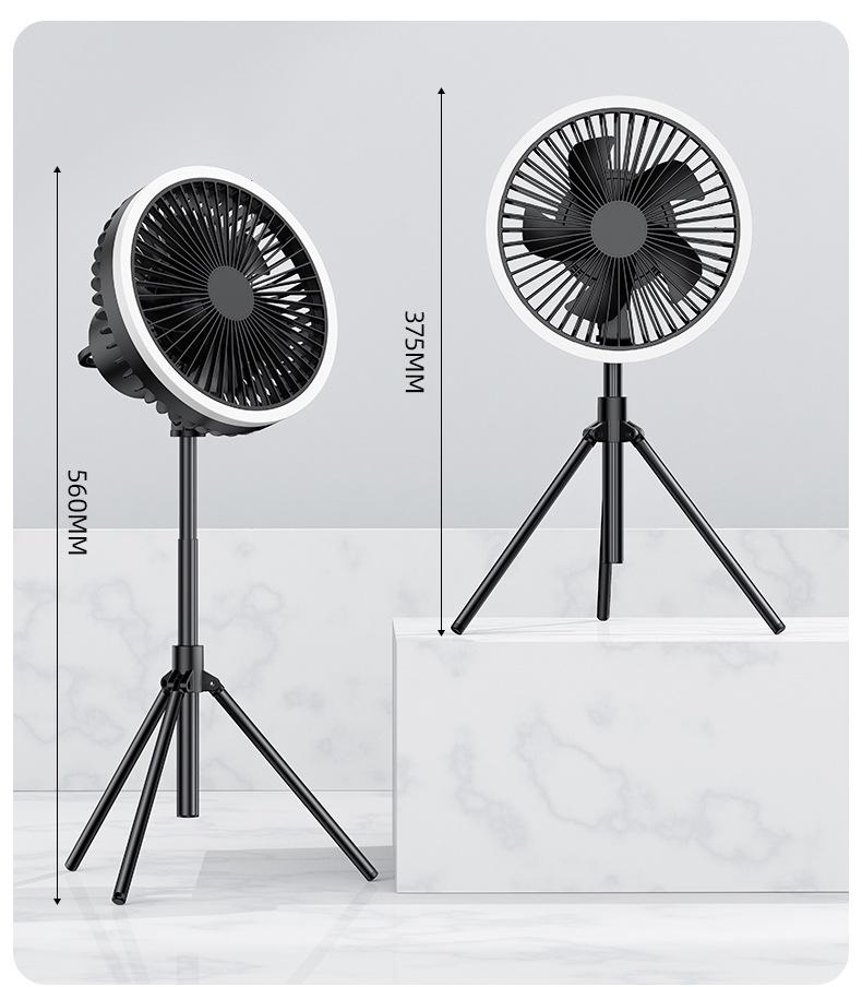Smart Multi-functional Tripod Fan with Colorful Lights for Outdoor Camping