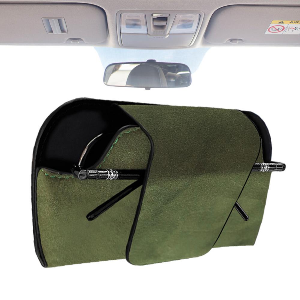 

Держатель для солнцезащитных очков на козырек автомобиля, магнитный футляр для очков, крепление для солнцезащитных очков из искусственной кожи, органайзер для очков для женщин зелёный