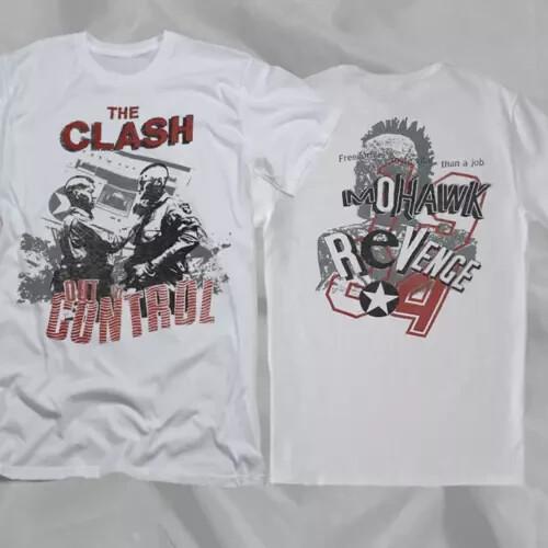 THE CLASH 80s Out of Control White Double Sided T-Shirt Unisex T-Shirt M