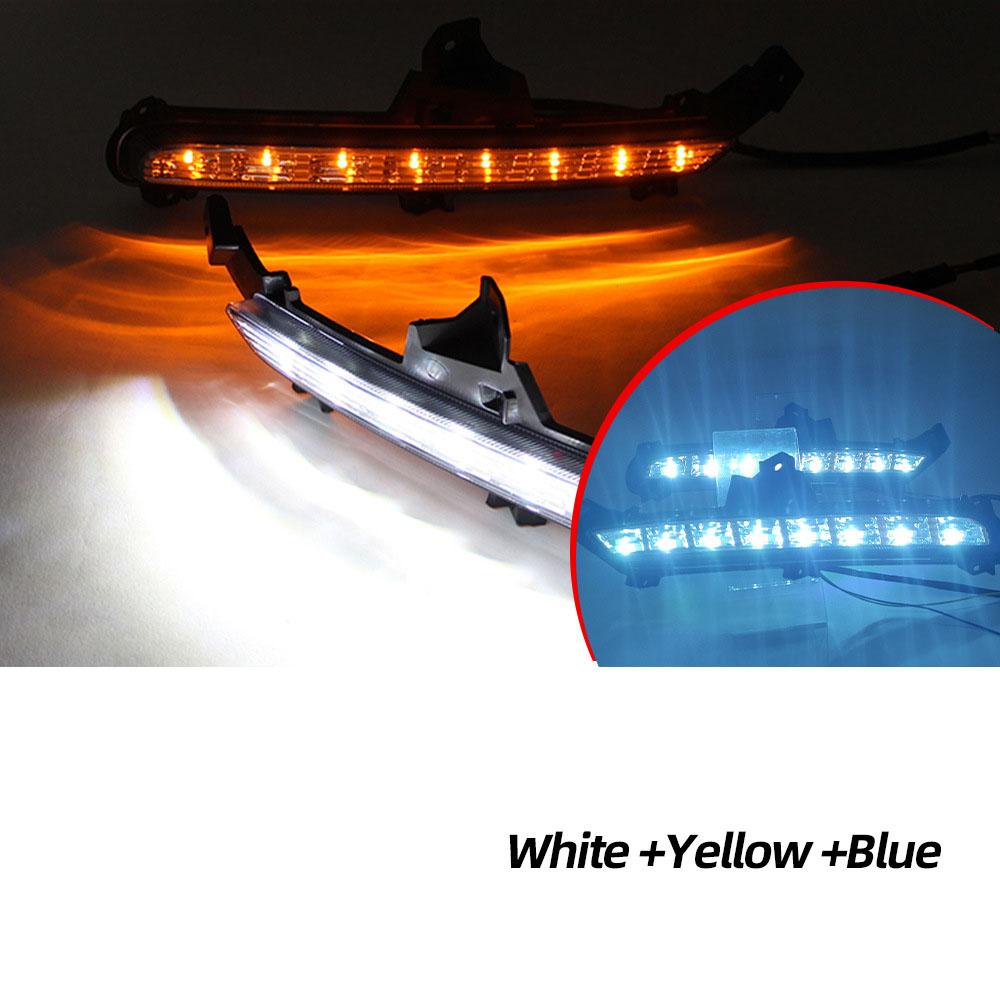 For KIA RIO K2 2015 2016 Led DRL Daytime Running Lights Turn Signal Fog Lamp Front Bumper White Yellow Blue Car Accessories 12V