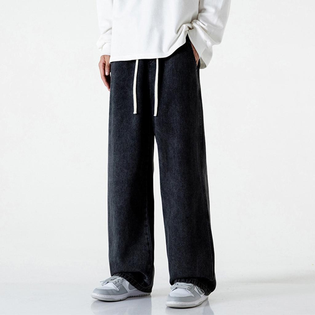 Herren-Jeans Relaxed Fit mit Kordelzug Taille Lässige Jeans mit geradem Bein Geeignet für den täglichen Gebrauch und Aktivitäten