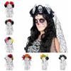 Halloween Costume Rose Flower Crown Gothic Party Headpiece Wedding Crown Floral Hair Hoop  Women