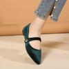 Neue modische flache Schuhe mit spitzer Spitze und samtmattem Finish für alleinstehende Damen, bequeme Halbschuhe, Mary-Jane-Schuhe aus Leder