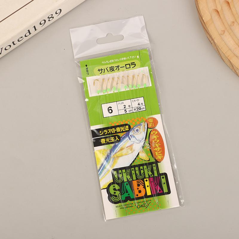 10 Stück/Packung Weißer Fischhaut Bionischer Vorfachhaken Apollo Uki Uki Sabiki Weiße Fischhaut Fisch Angelhaken Angelhaken Angelwerkzeug