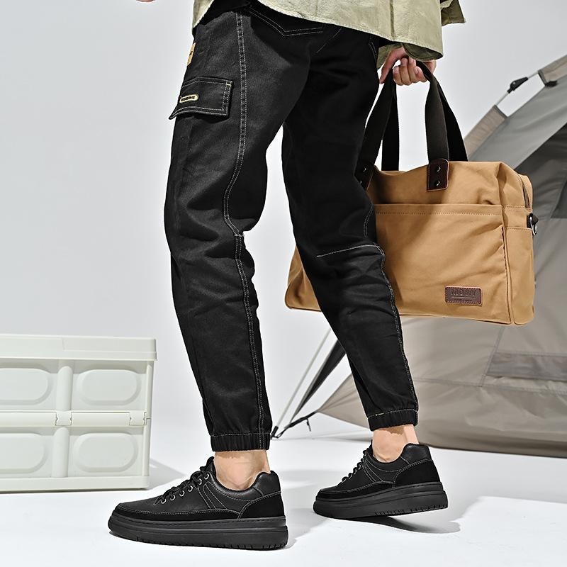 Board Shoes Men's 2025 New Leather Trend Versatile Casual Shoes Men's Flat Non-slip Lace-up Campus Style Sports Men's Shoes