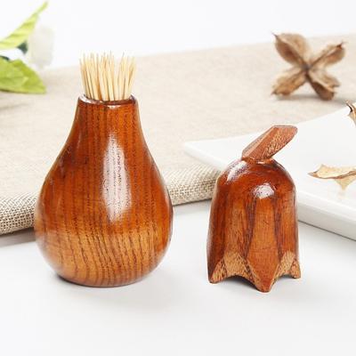 Hand-Carved Eggplant Toothpick Holder Portable Stable Wooden Toothpick Box Simple Toothpick Storage Box Party