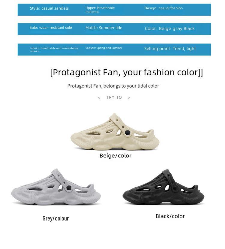 2025 Summer Men's Closed-Toe Coconut Beach Sandals for Outdoor Comfort