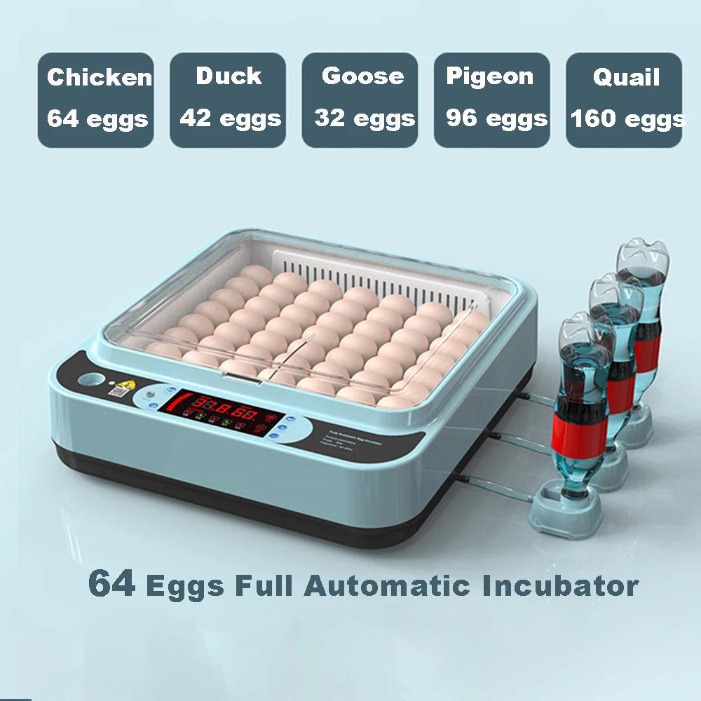 110/220V Egg Incubator Full Automatic Eggs Hatcher Brooder Bird Quail Chick Hatchery Incubator 64/6 Pcs Double-electric Brooder