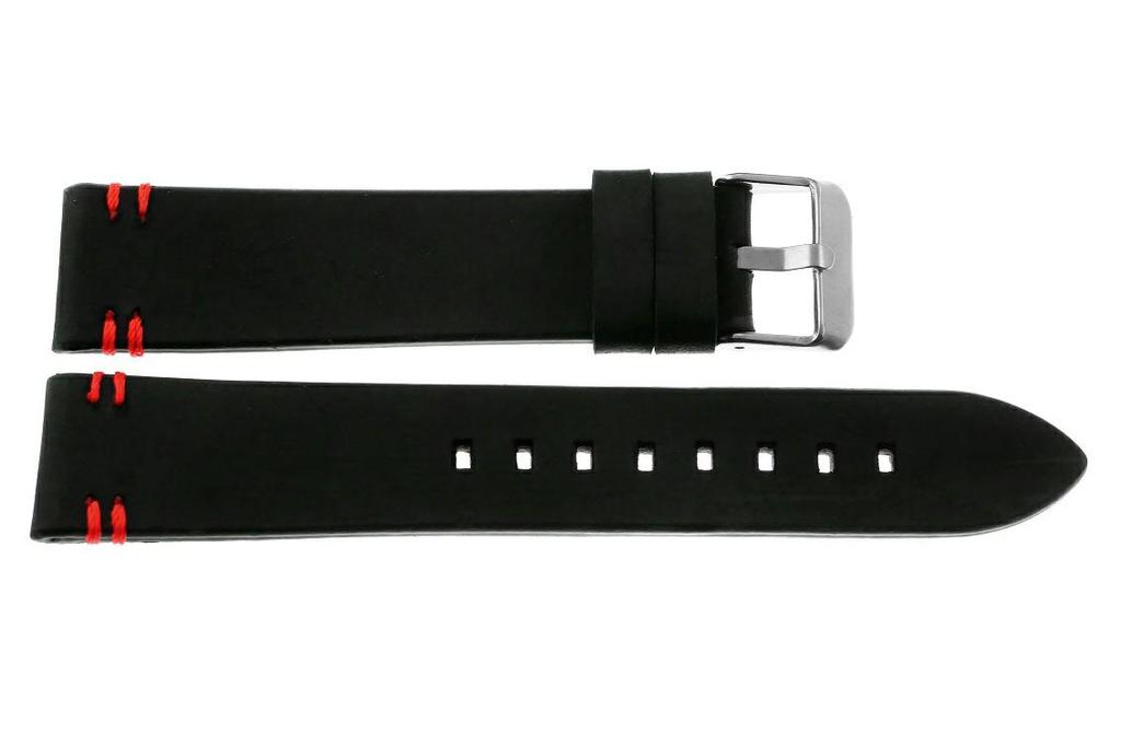 Pasek pacific 22 mm w110 gładki czarny pasek, czerwone przeszycie