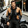 Autumn and winter new men's PU leather jacket locomotive suit lapel suit large size men's leather jacket casual jacket