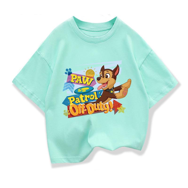 Paw Patrol 2025 New Kids Cartoon Short Sleeve T Shirt Boys Summer Clothes Tee Shirts Children Loose Thin Knit Clothes