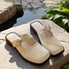 Fashion Women Flats Square Toe Slippers Fashion New Summer Mules Shoes 2025 Trend Slingback Party Sandals Dress Woman Flip Flops Zapatos