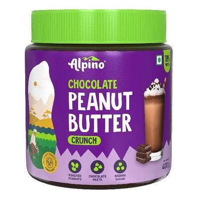 Alpino Chocolate Peanut Butter Crunch 400 G | 19% Protein | Made with Roasted Peanuts, Chocolate Paste, Brown Sugar & Sea Salt