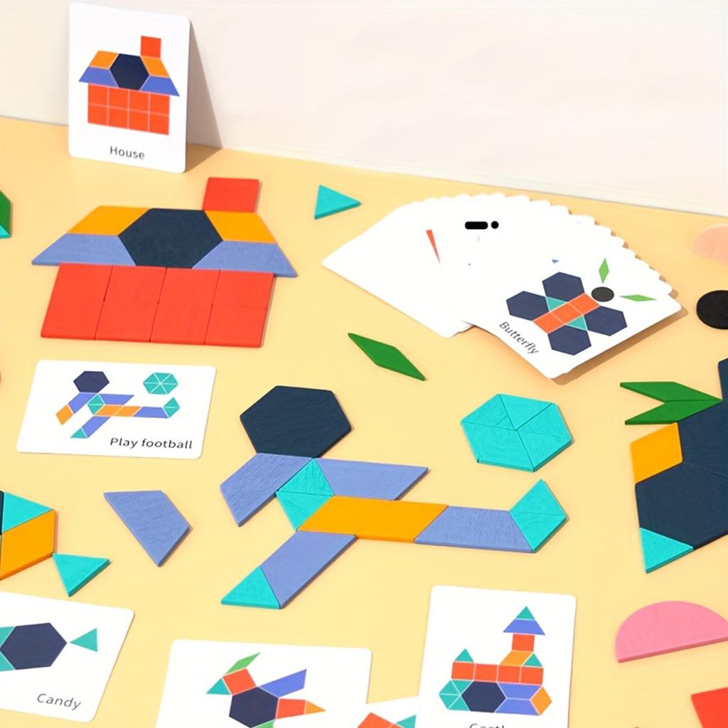 Wooden Tangram Puzzle Toys, Geometric Shape Toys, Parent Child Interactive Educational Toys, Holiday Gifts And Birthday Gifts.